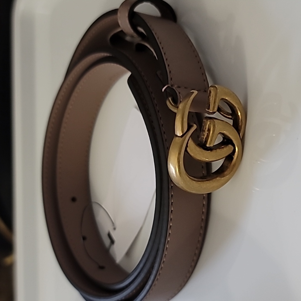 Gucci Marmont Thin Belt in Dusty Rose NWT
